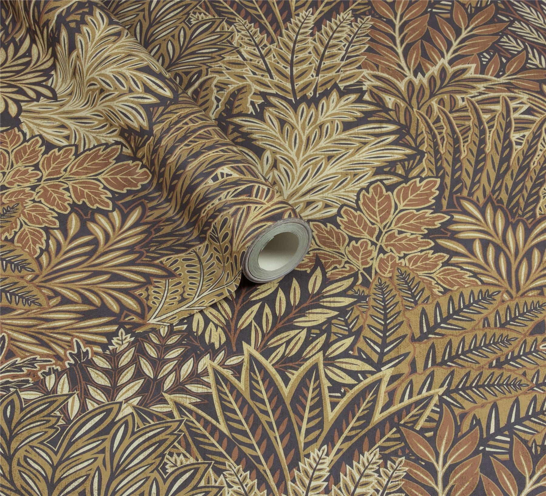 Illustrated Foliage Rust Wallpaper