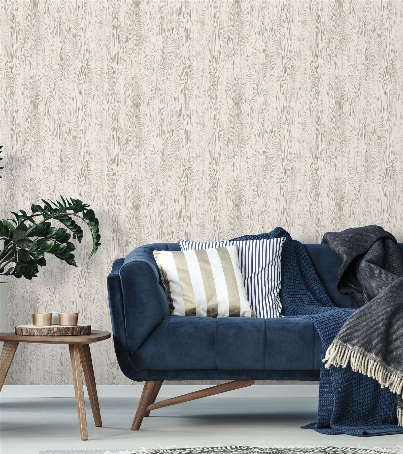 Wood Grain White Wallpaper