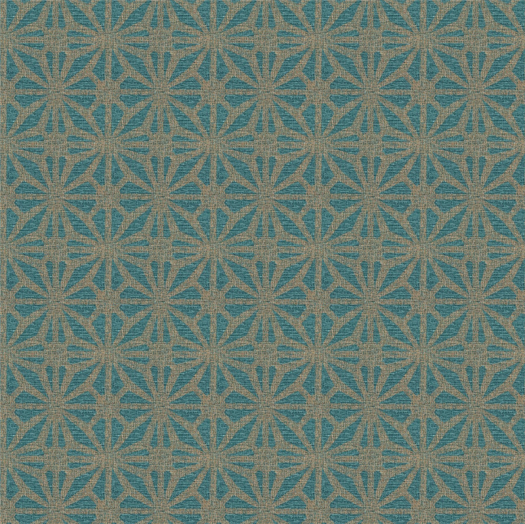 Moorish Mosaic Deep Teal / Gold Wallpaper