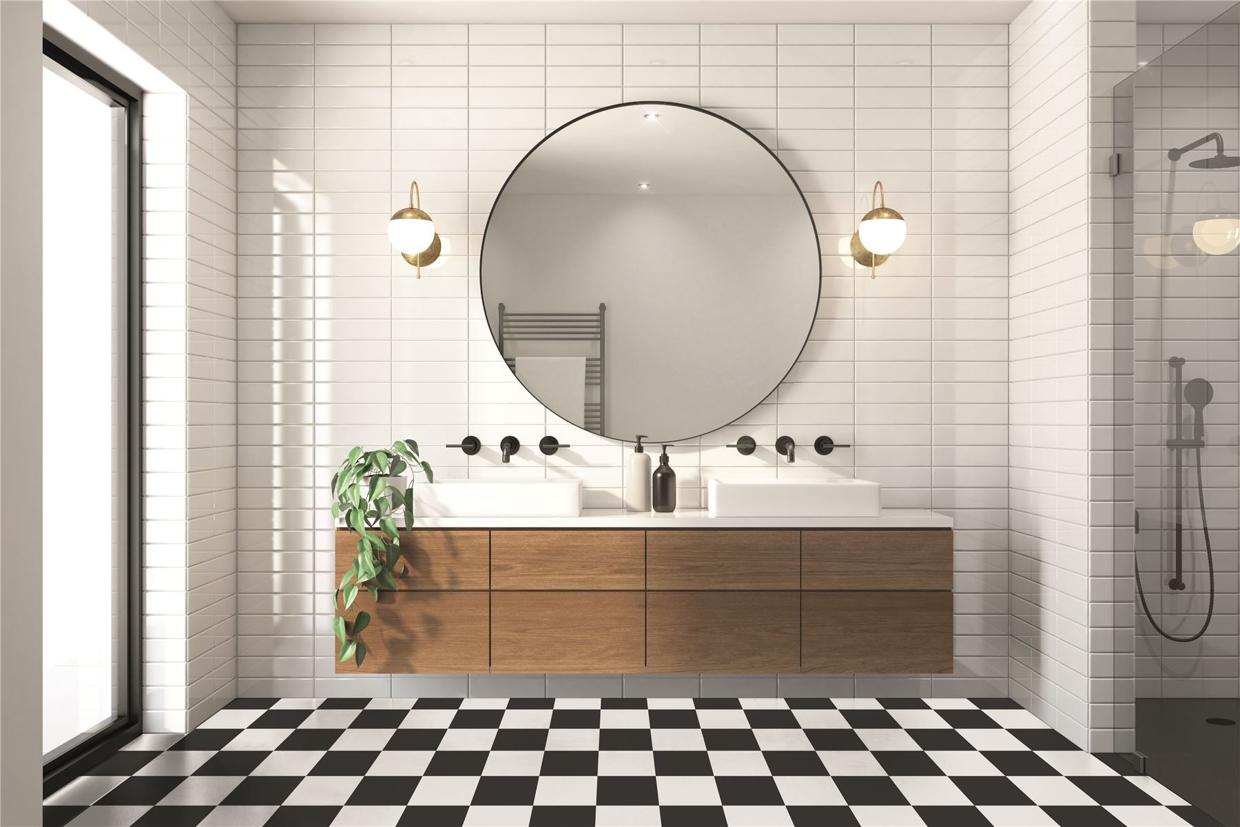 Floor Tile Plain 30.5x30.5cm Black & White (10 Tiles Per Pack) - sw6