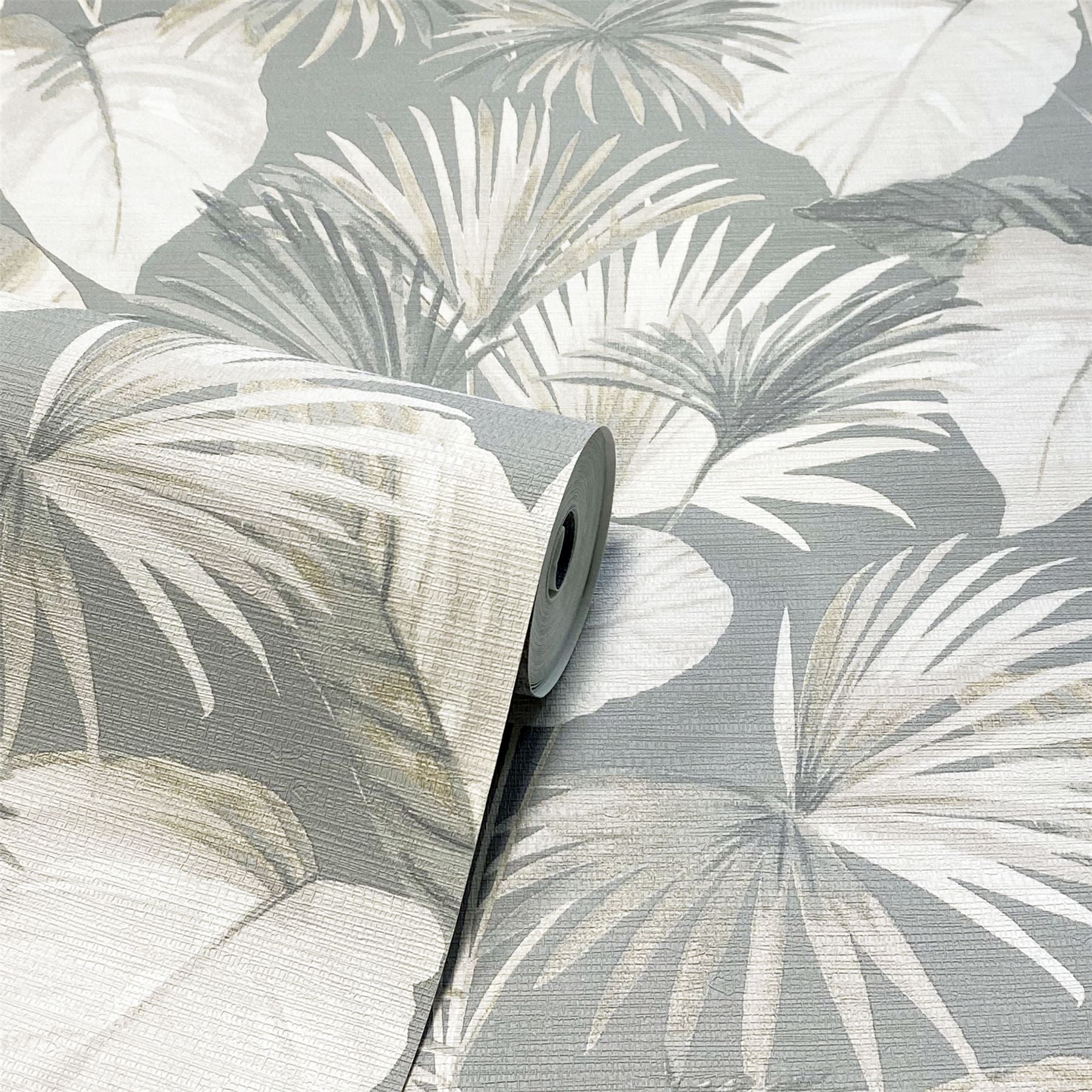Palm Grove Grey Wallpaper