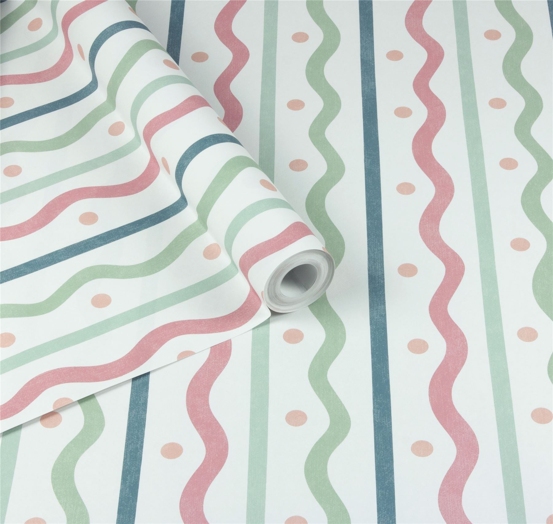 Squiggle Stripe Pink Multi Wallpaper