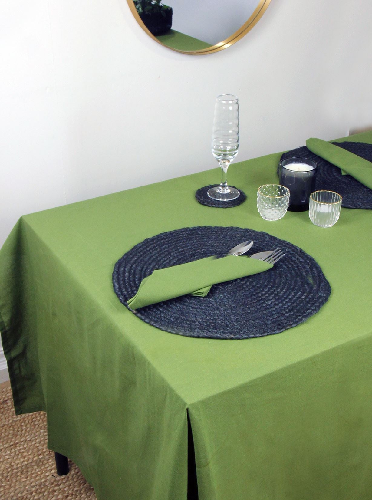 Avon 100% Cotton 240x140cm Olive Tablecloth