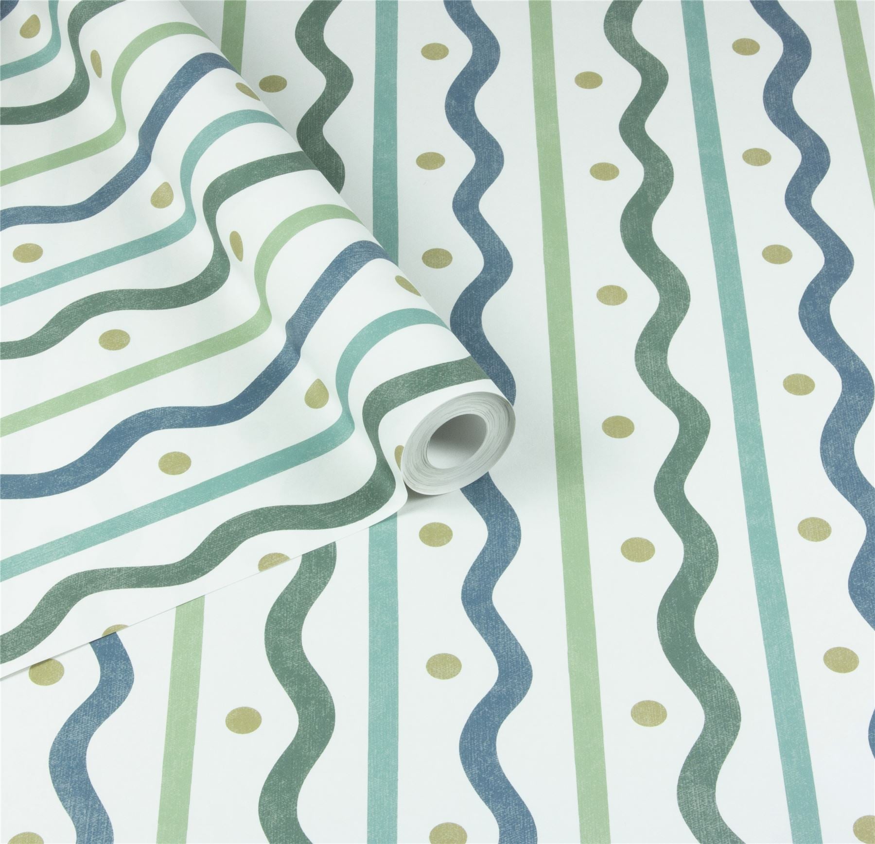 Squiggle Stripe Blue Green Wallpaper