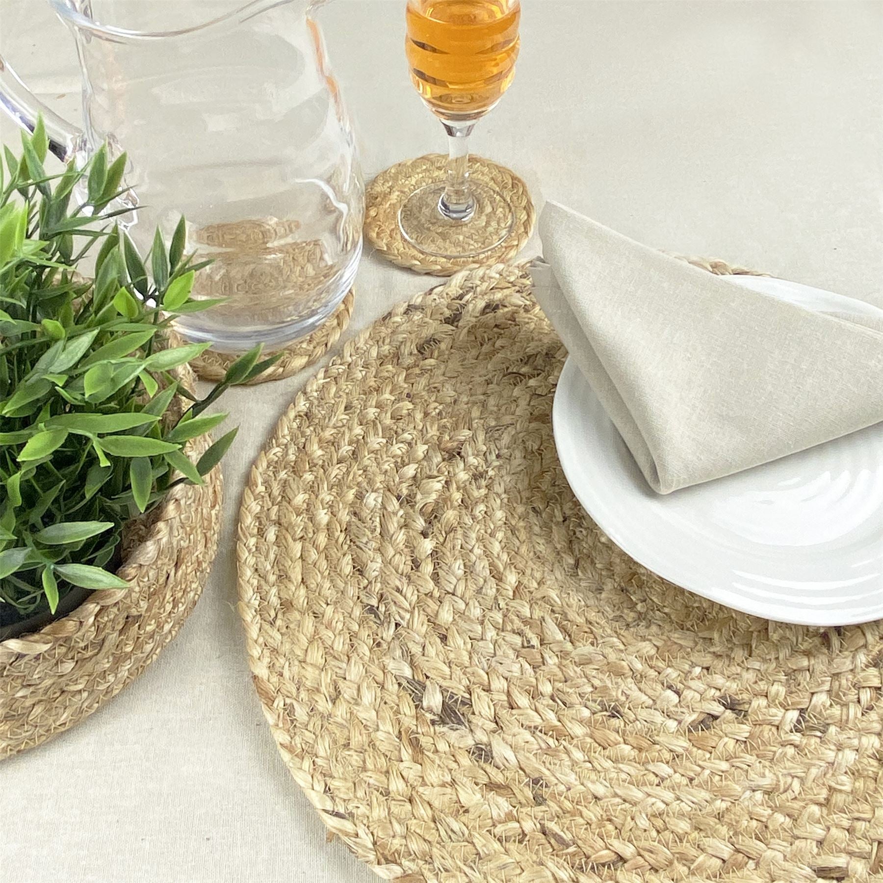 Ure Jute Rope 38x38cm Natural Set of 2 Placemats with Tie