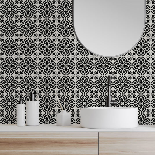 Wall Tile Motif 30.5x30.5cm Black (5 Tiles Per Pack) - sw30