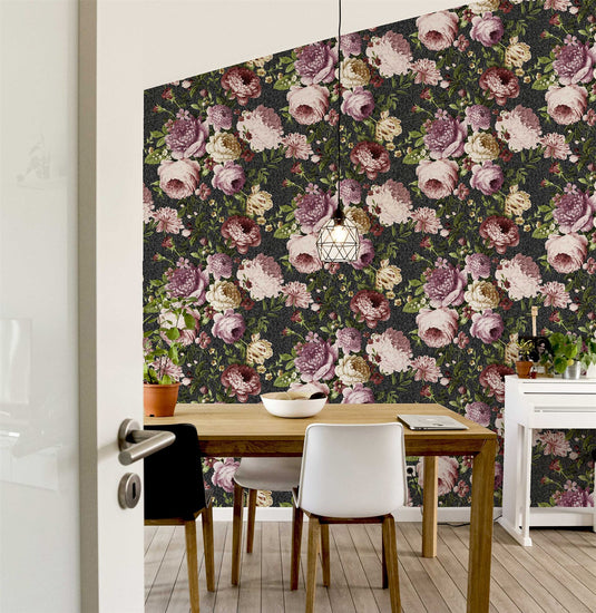 Tapestry Floral Charcoal/PinkWallpaper  sw12