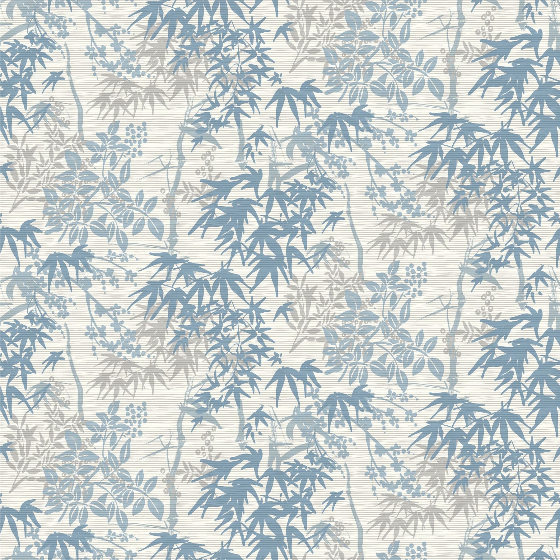 Orient Tree Chalk Blue Grey Wallpaper