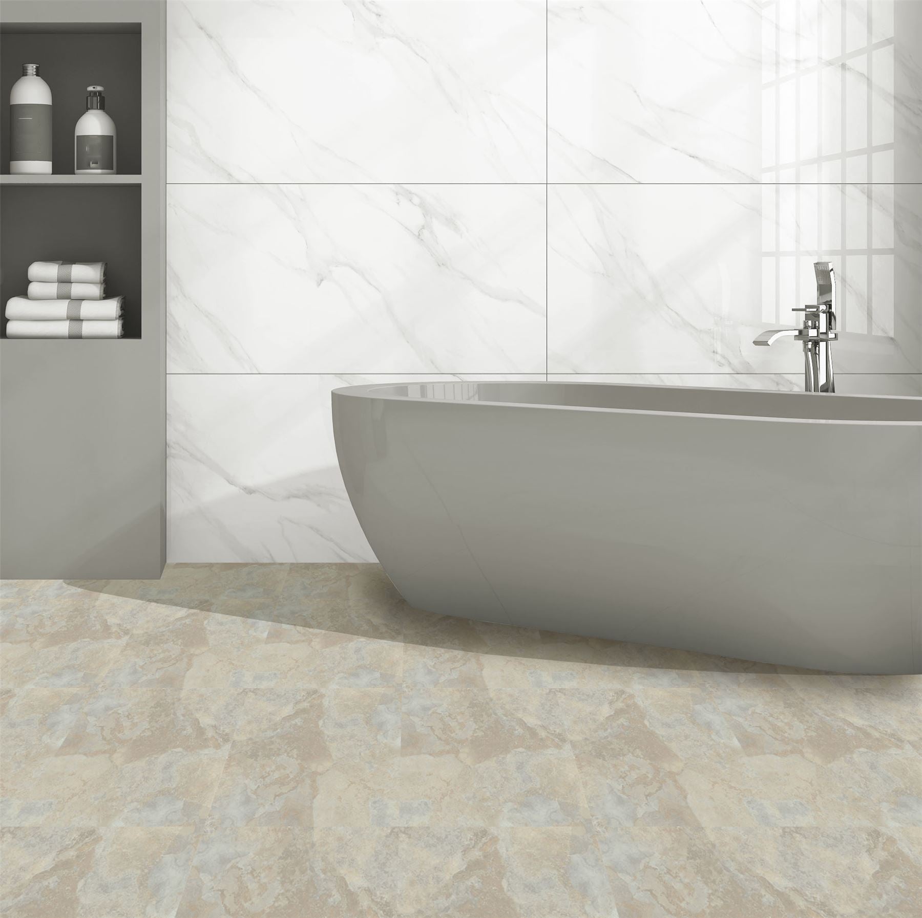 Floor Tile Stone 30.5x30.5cm Natural (10 Tiles Per Pack) - sw6