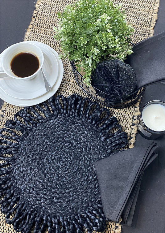 Thames Jute Star 36x36cm Black Set of 2 Placemats