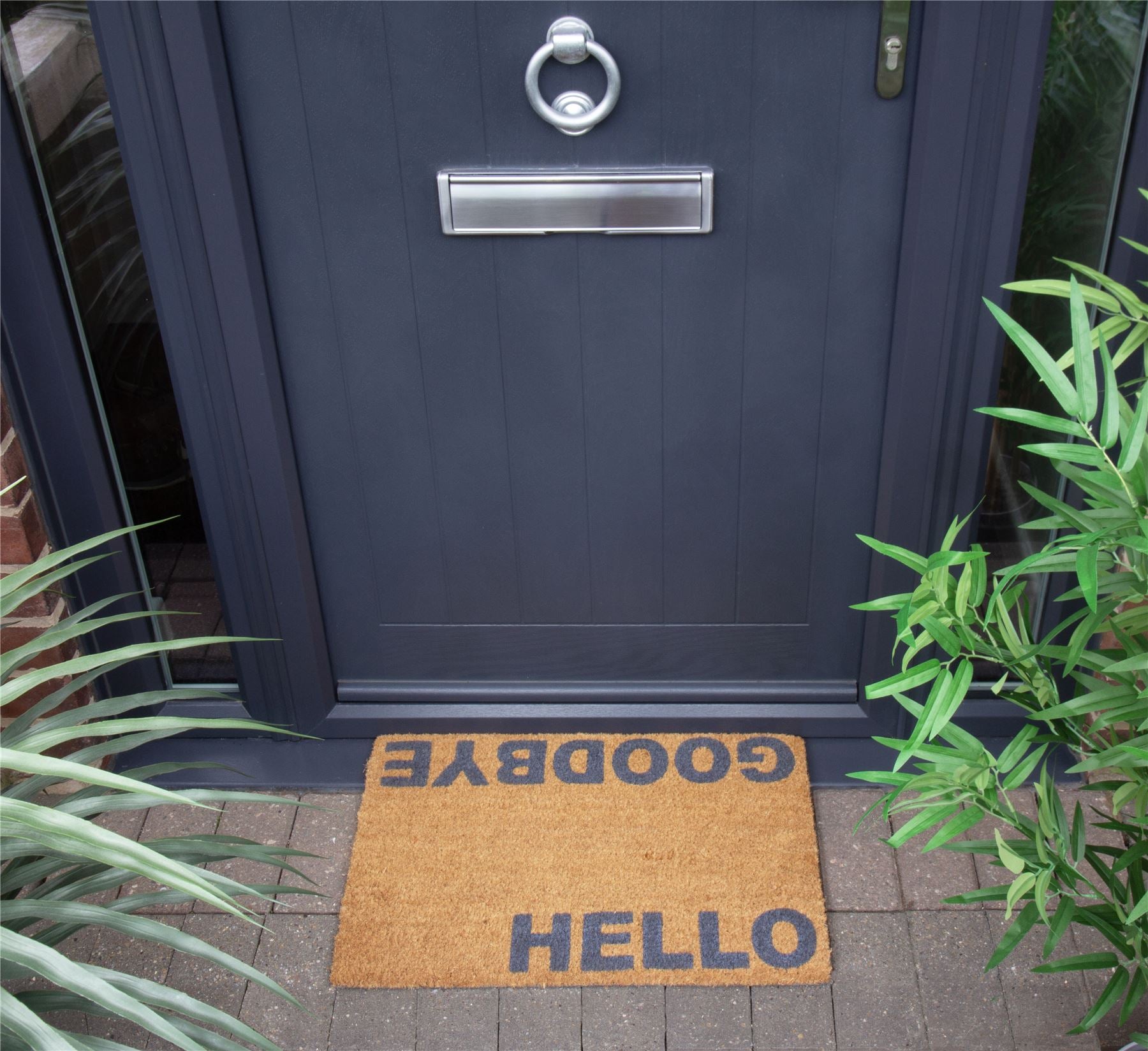 Astley Hello Goodbye Printed Neutral Doormat 40x60cm