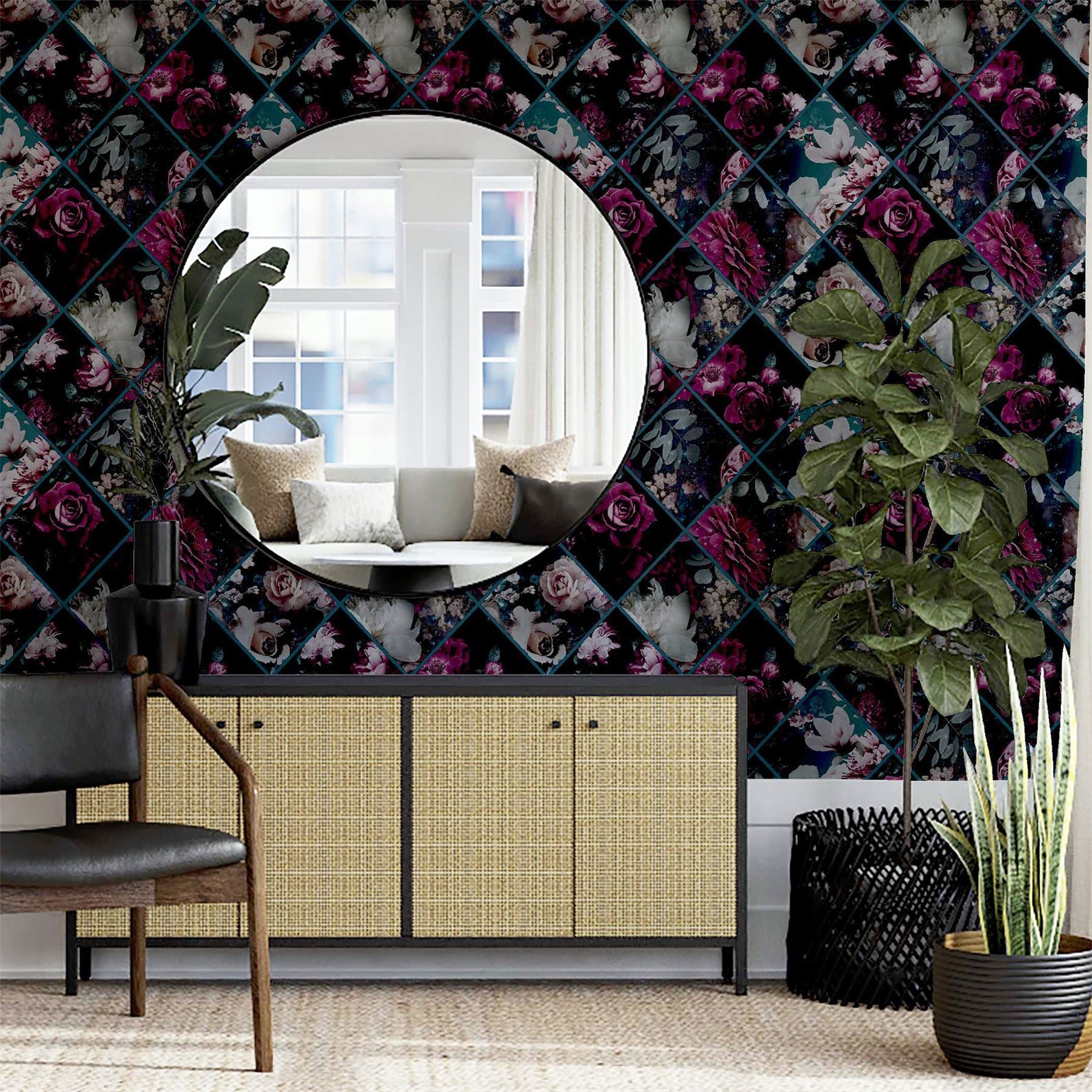 Floral Collage Plum & Teal sw12
