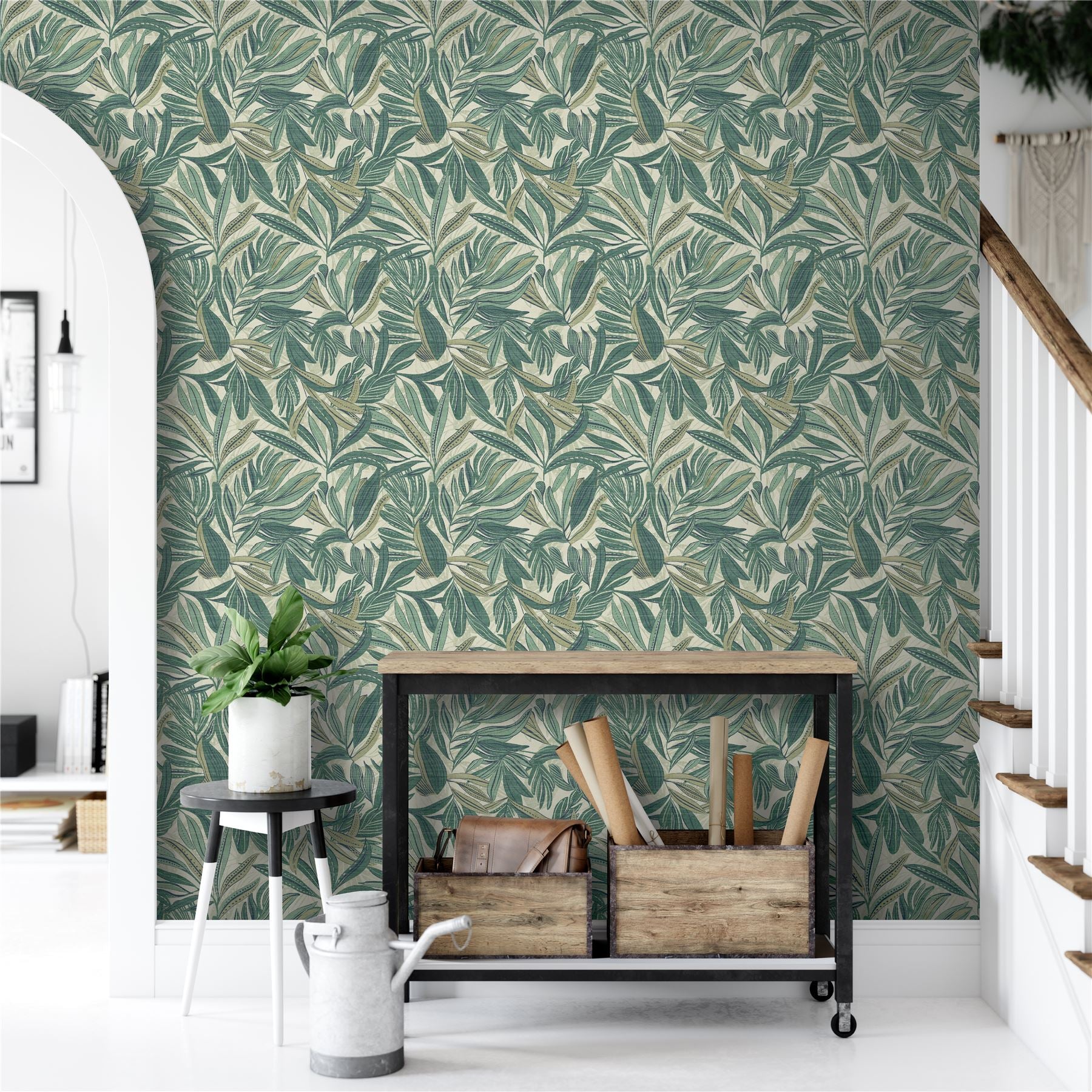 Graphic Tropical Leaf Green Wallpaper