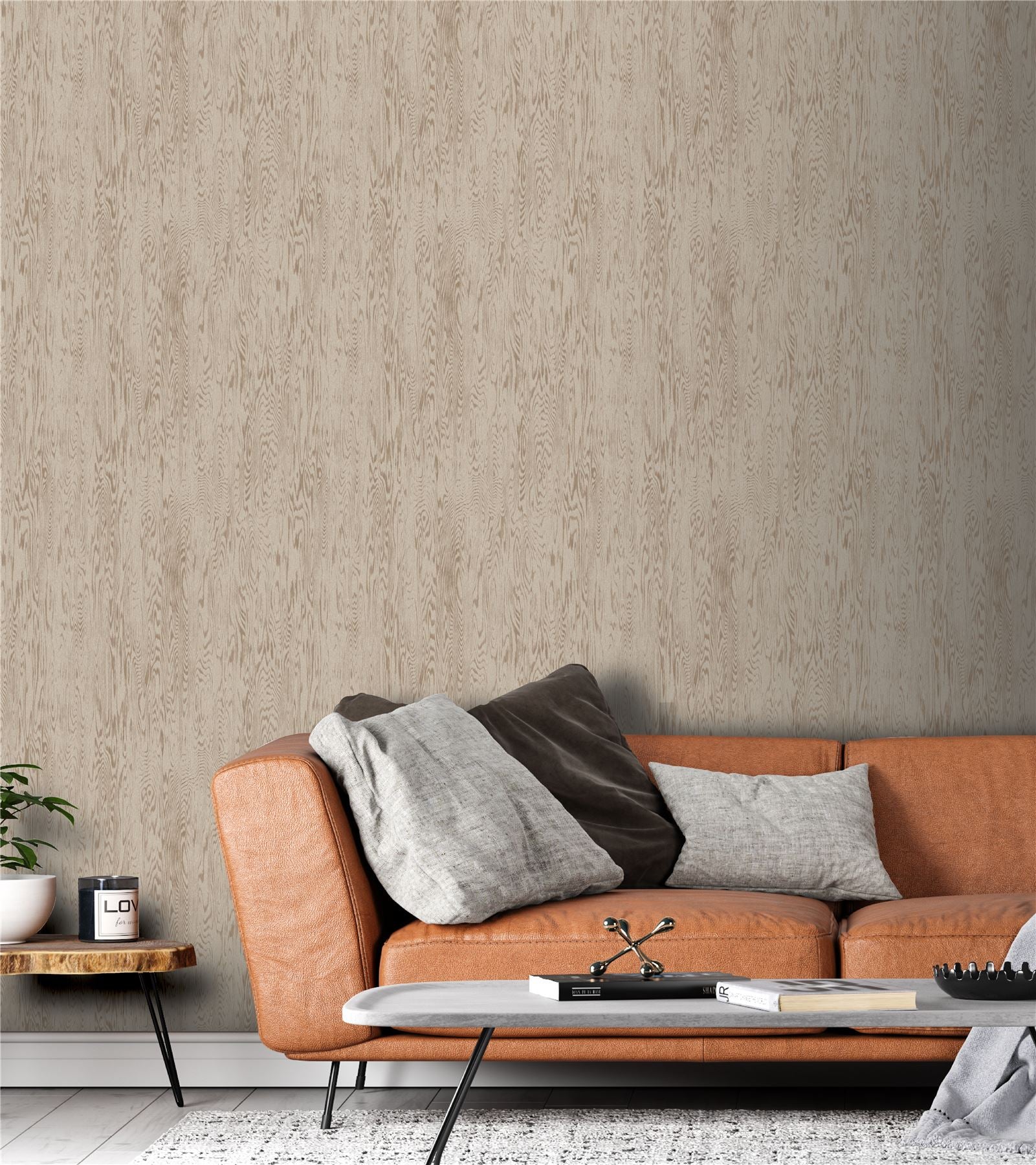 Wood Grain Neutral Wallpaper