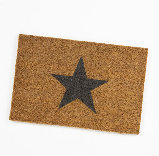 Astley Printed Star PVC Backed Coir 40x60cm Natural Charcoal Doormat