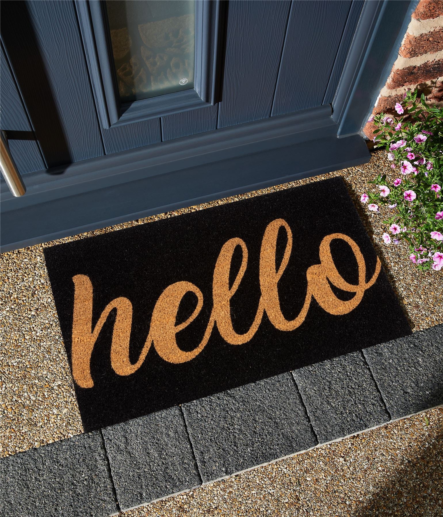 Astley Hello Printed PVC Backed Coir 40x60cm Doormat