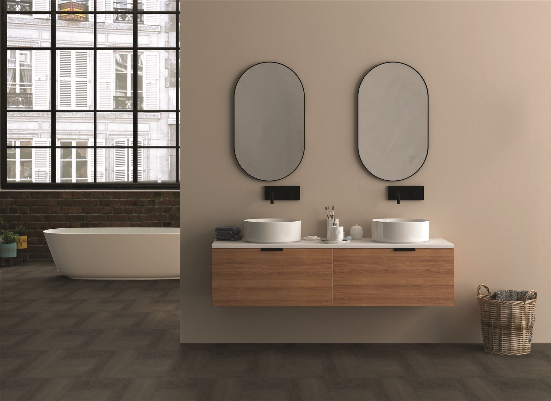 Floor Tile Wood 30.5x30.5cm Taupe (10 Tiles Per Pack) - sw6
