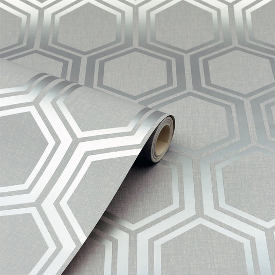 Luxe Hexagon Silver Wallpaper sw12