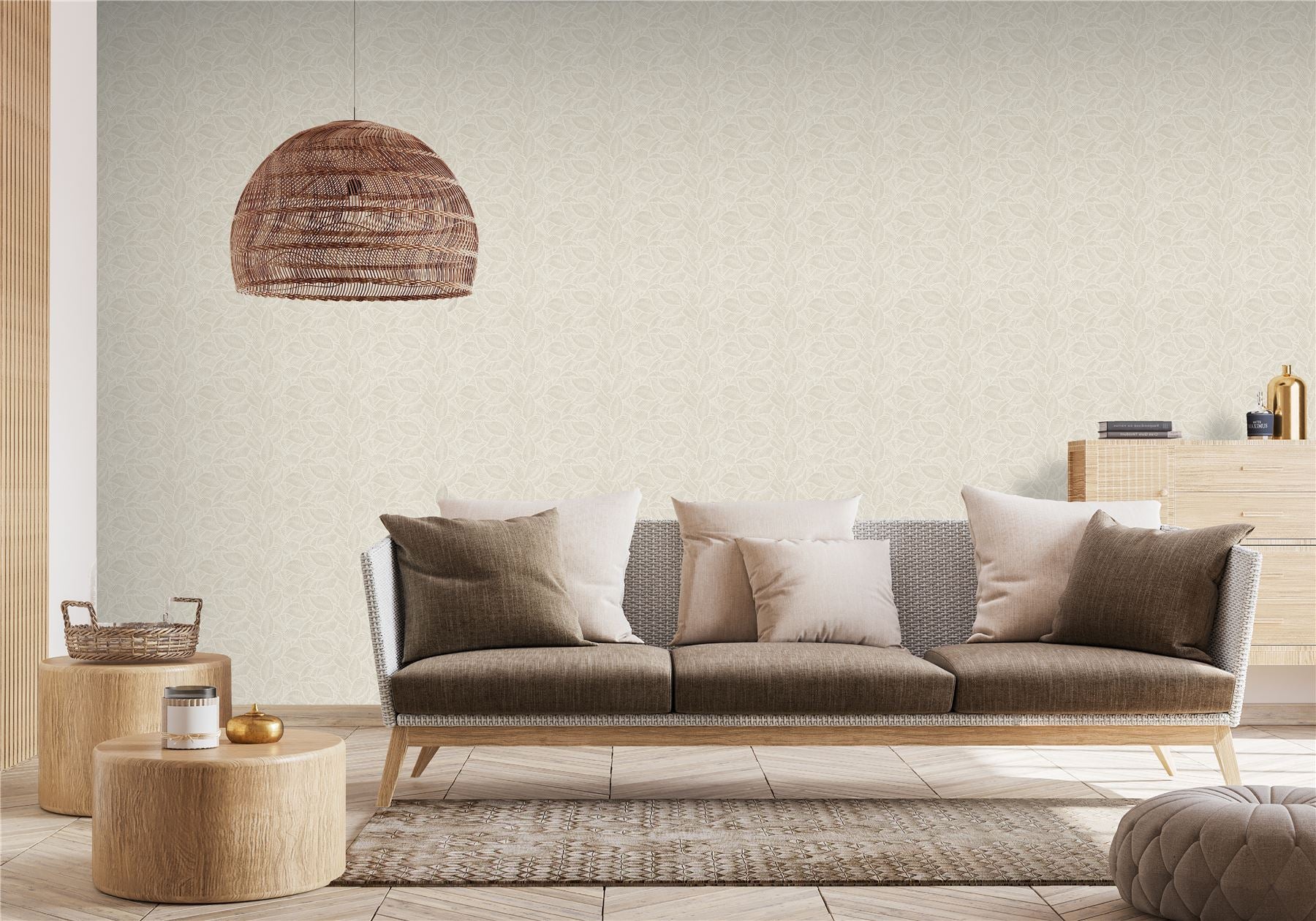 Leaf Print Neutral Wallpaper