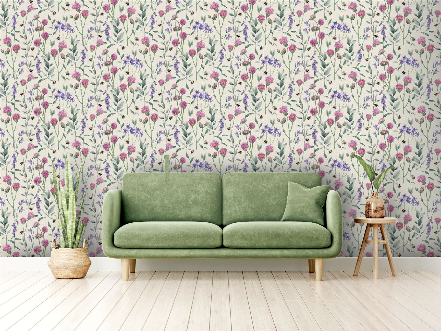 Bumblebee Meadow Neutral Wallpaper