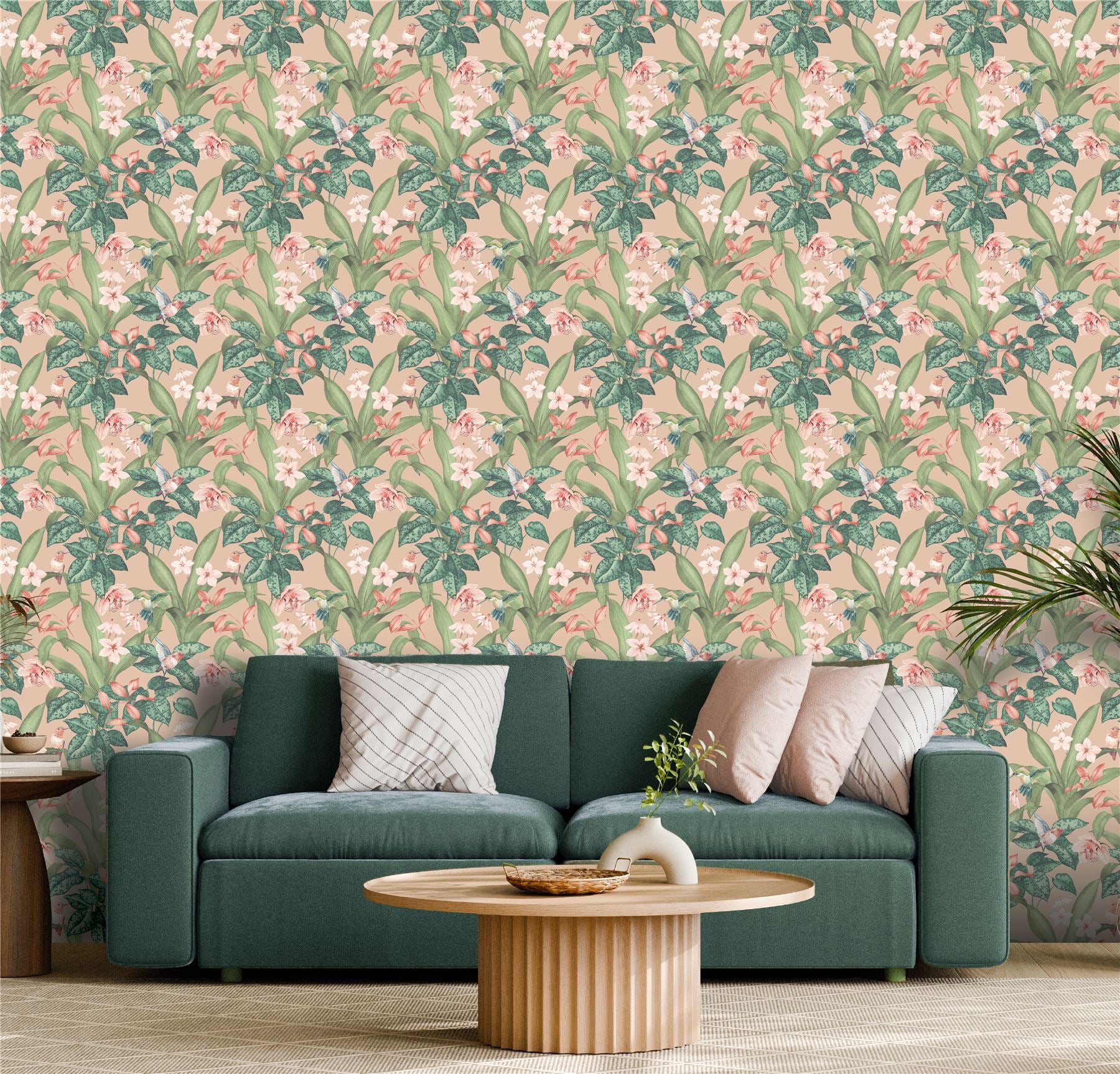 Pretty Botanical Soft Pink Wallpaper
