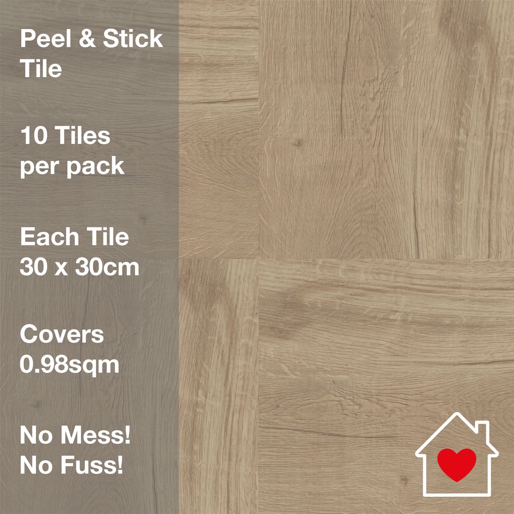 Floor Tile Wood 30.5x30.5cm Natural (10 Tiles Per Pack) - sw6