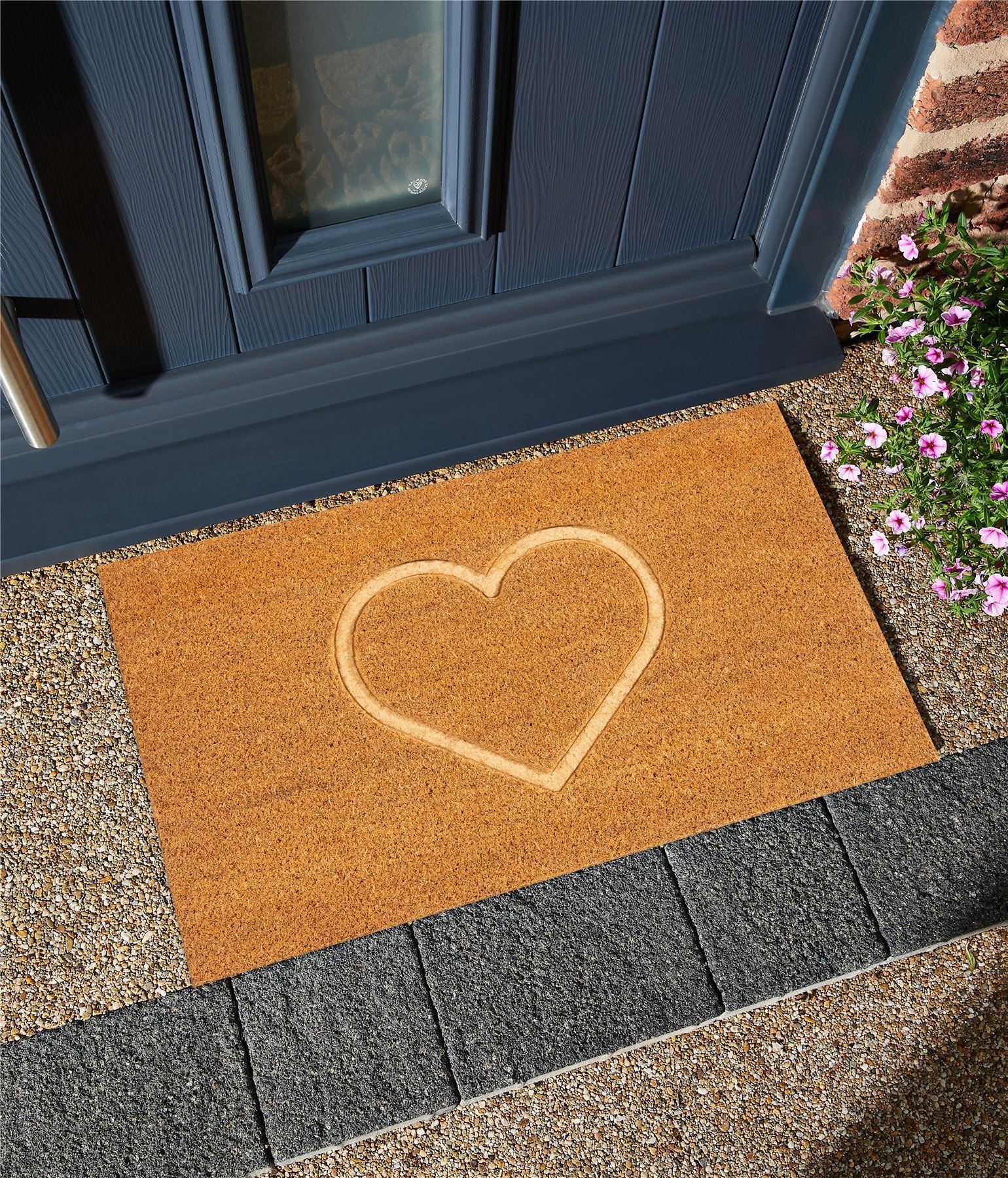 Astley Pressed Heart Embossed Natural Doormat 40x60cm