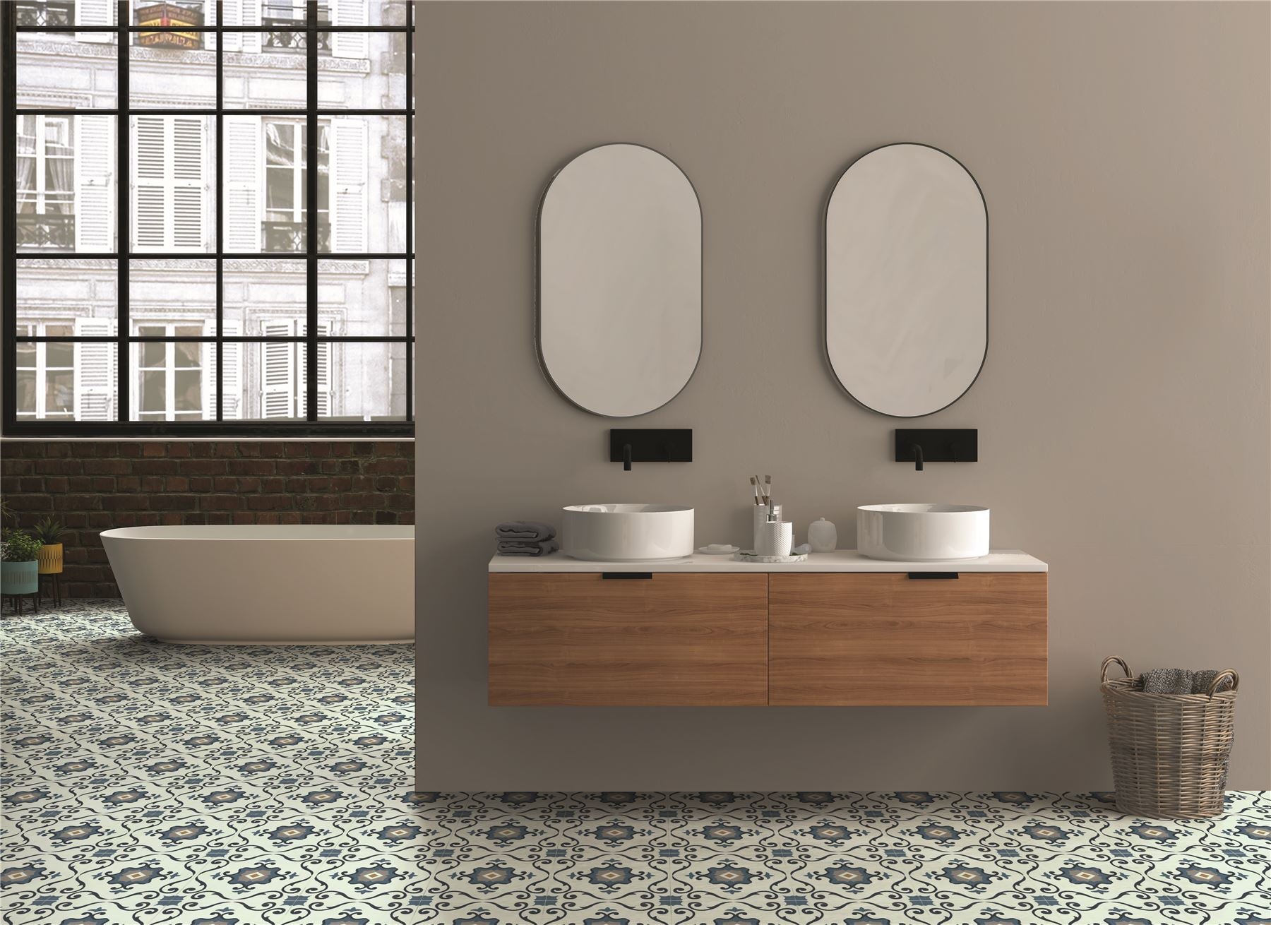 Floor Tile Motif 30.5x30.5cm Blue (10 Tiles Per Pack) - sw6