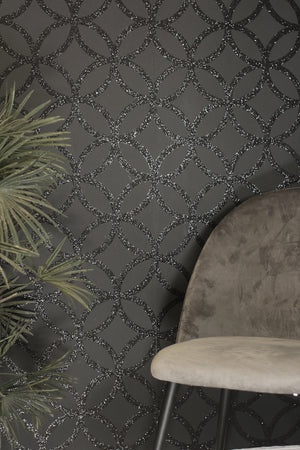 Sequin Geo Black Wallpaper                   