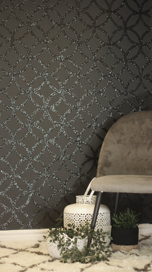 Sequin Geo Black Wallpaper                   