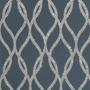 Sequin Trellis Navy/Silver Wallpaper