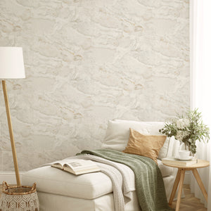 Paros Marble White/Gold Wallpaper