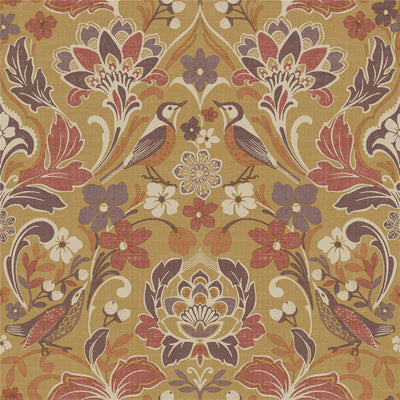 Folk Floral Ochre Wallpaper