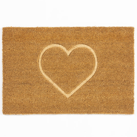 Astley Pressed Heart Embossed PVC Backed Coir 40x60cm Doormat
