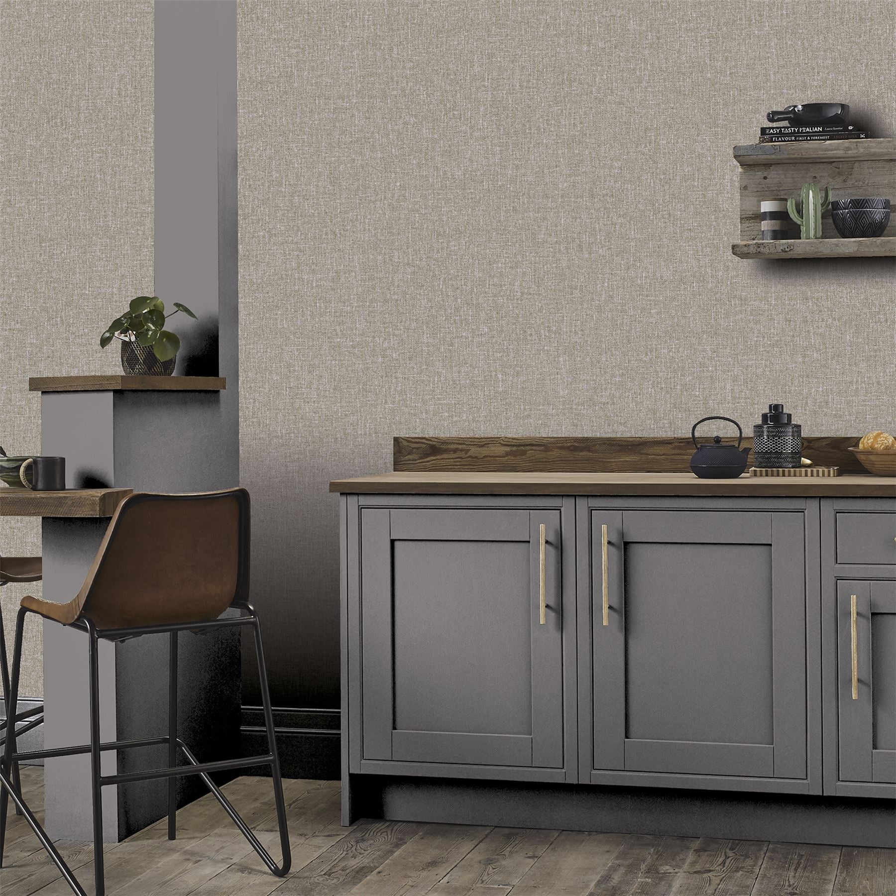 Luxe Hessian Mink Wallpaper