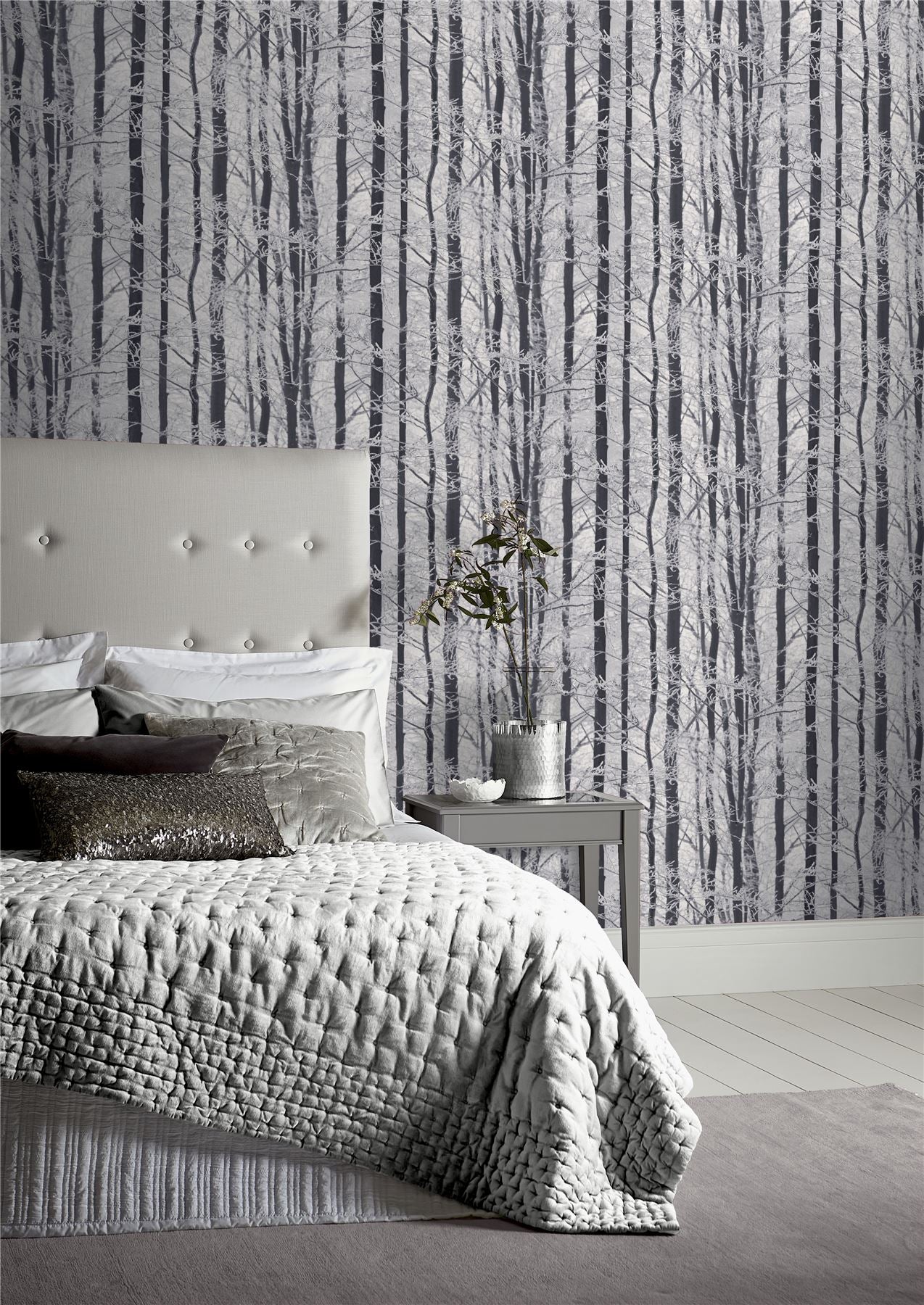 Frosted Wood Silver Wallpaper sw12