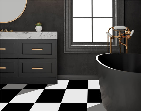 Floor Tile Plain 30.5x30.5cm Black & White (10 Tiles Per Pack) - sw6
