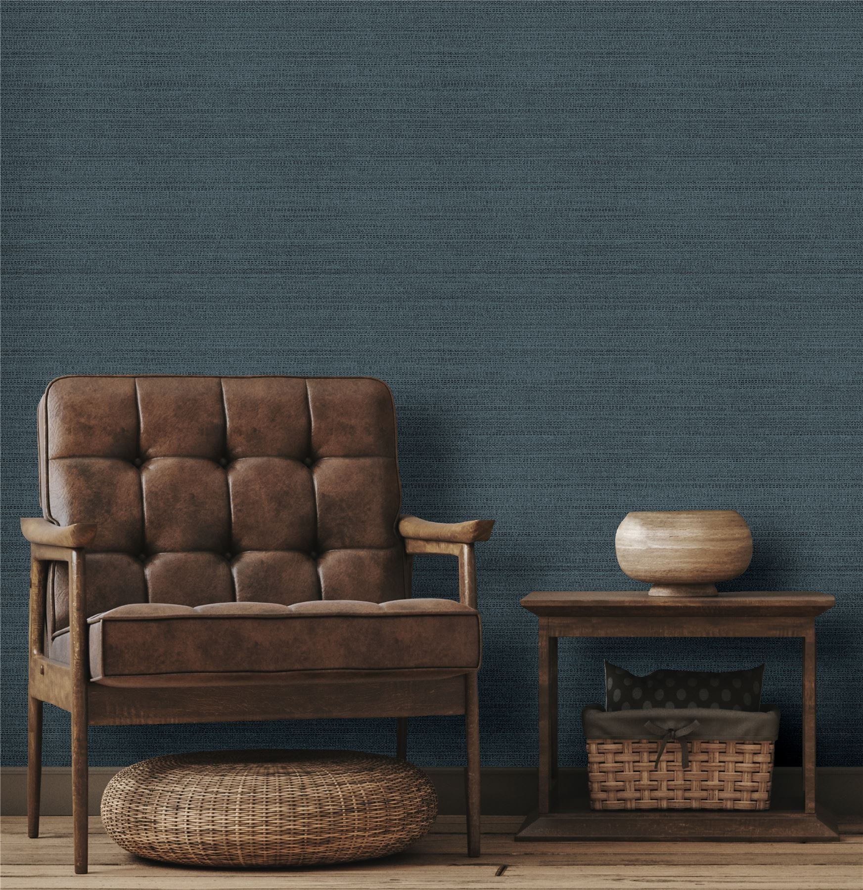 Raffia Texture Blue Wallpaper
