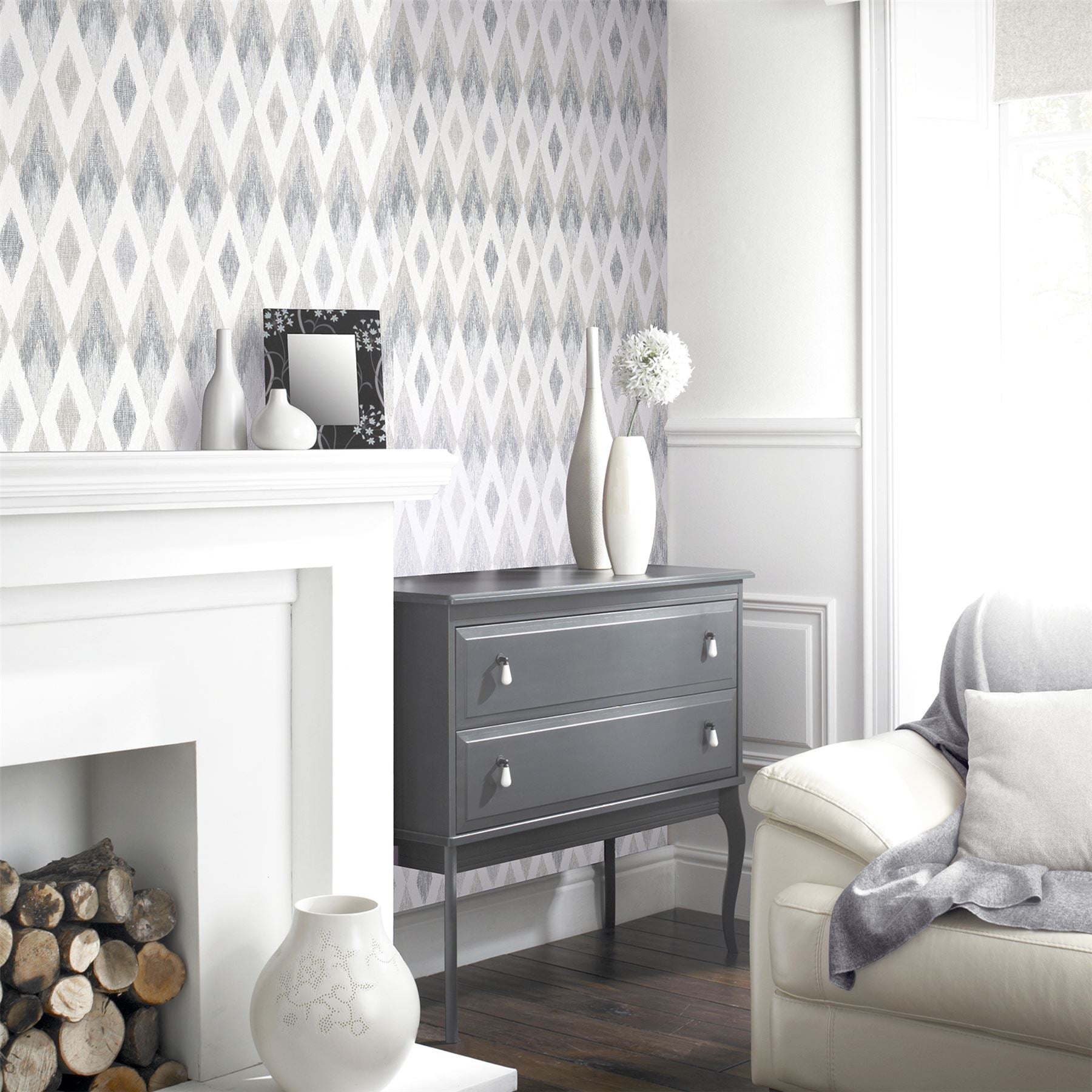 Scandi Diamond Silver Wallpaper sw12