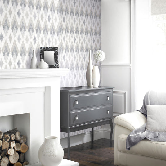 Scandi Diamond Silver Wallpaper sw12