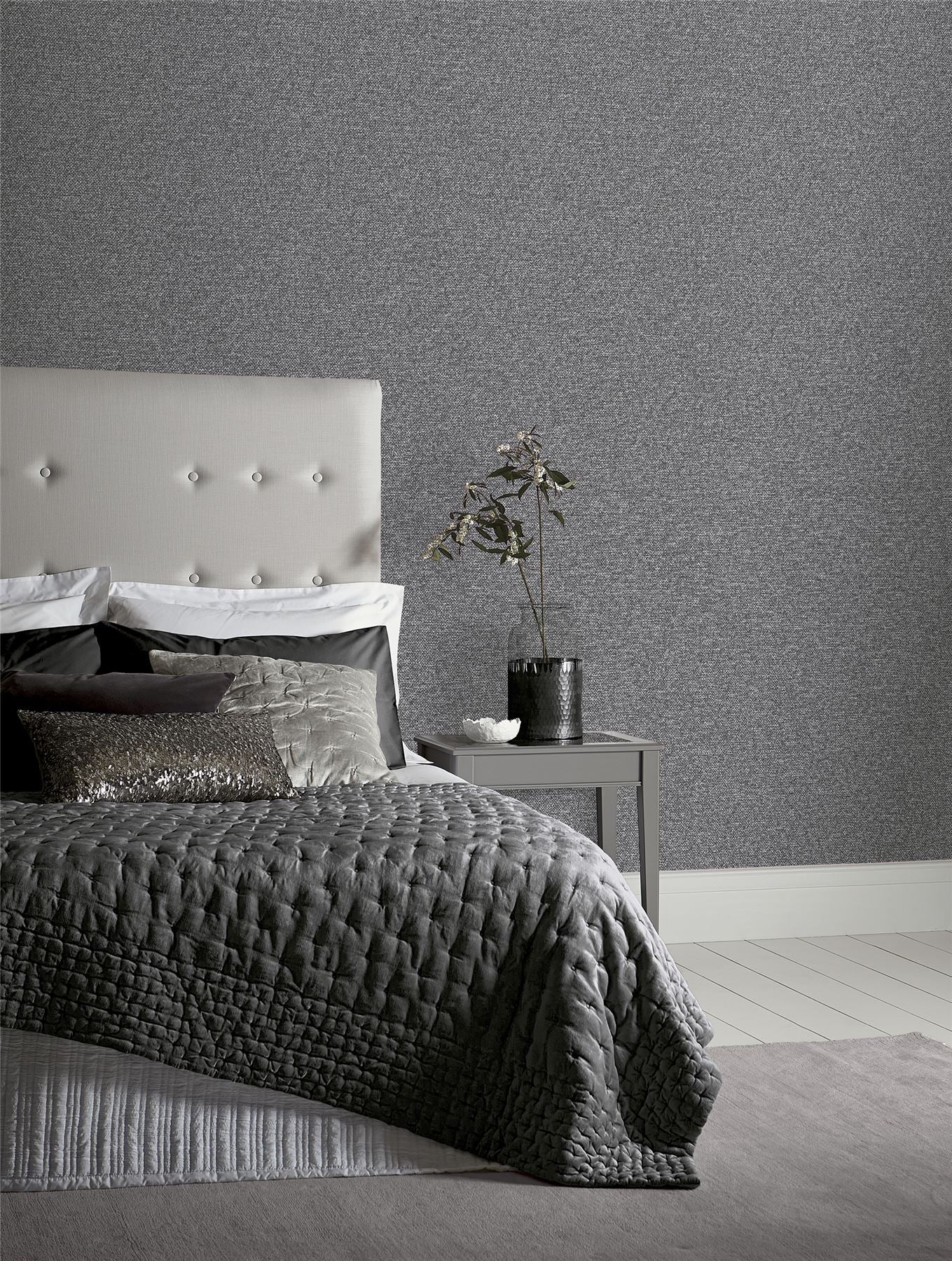 Calico Plain Gunmetal Wallpaper