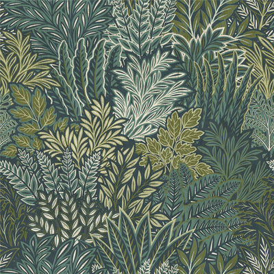 Illustrated Foliage Blue Wallpaper