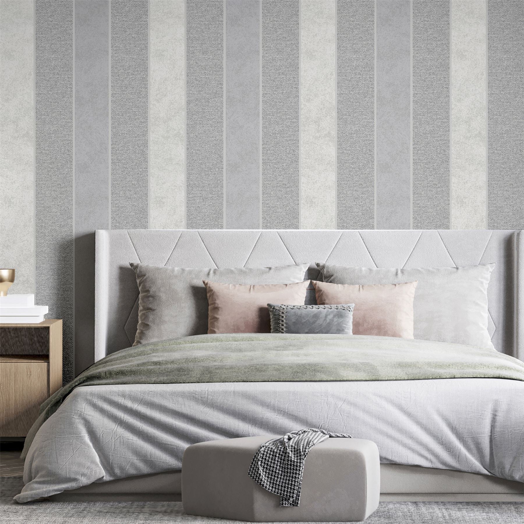 Calico Stripe Grey Wallpaper sw12
