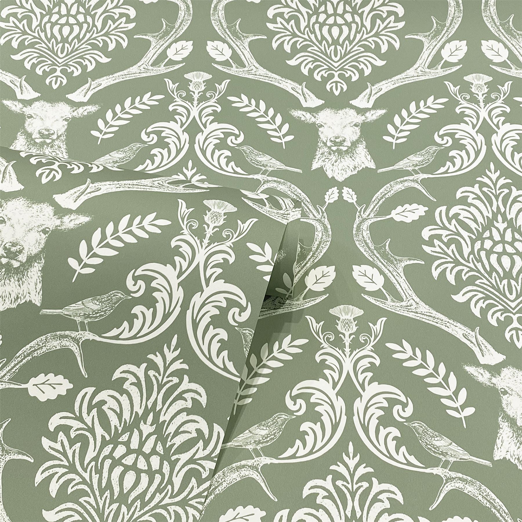 Stag Damask Sage Green sw12