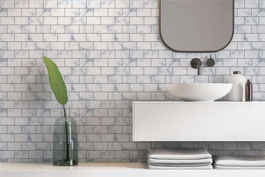 Wall Tile Marble Brick 30.5x30.5cm Grey (5 Tiles Per Pack) - sw30