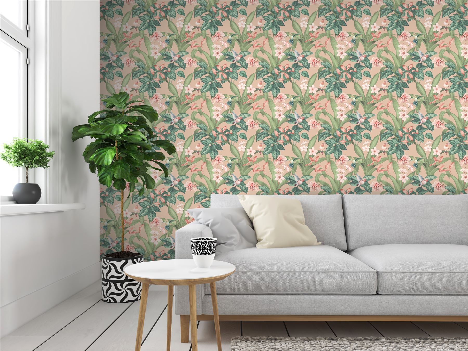 Pretty Botanical Soft Pink Wallpaper