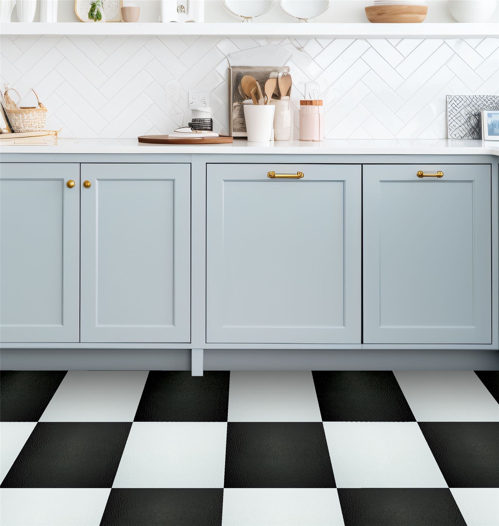 Floor Tile Plain 30.5x30.5cm Black & White (10 Tiles Per Pack) - sw6