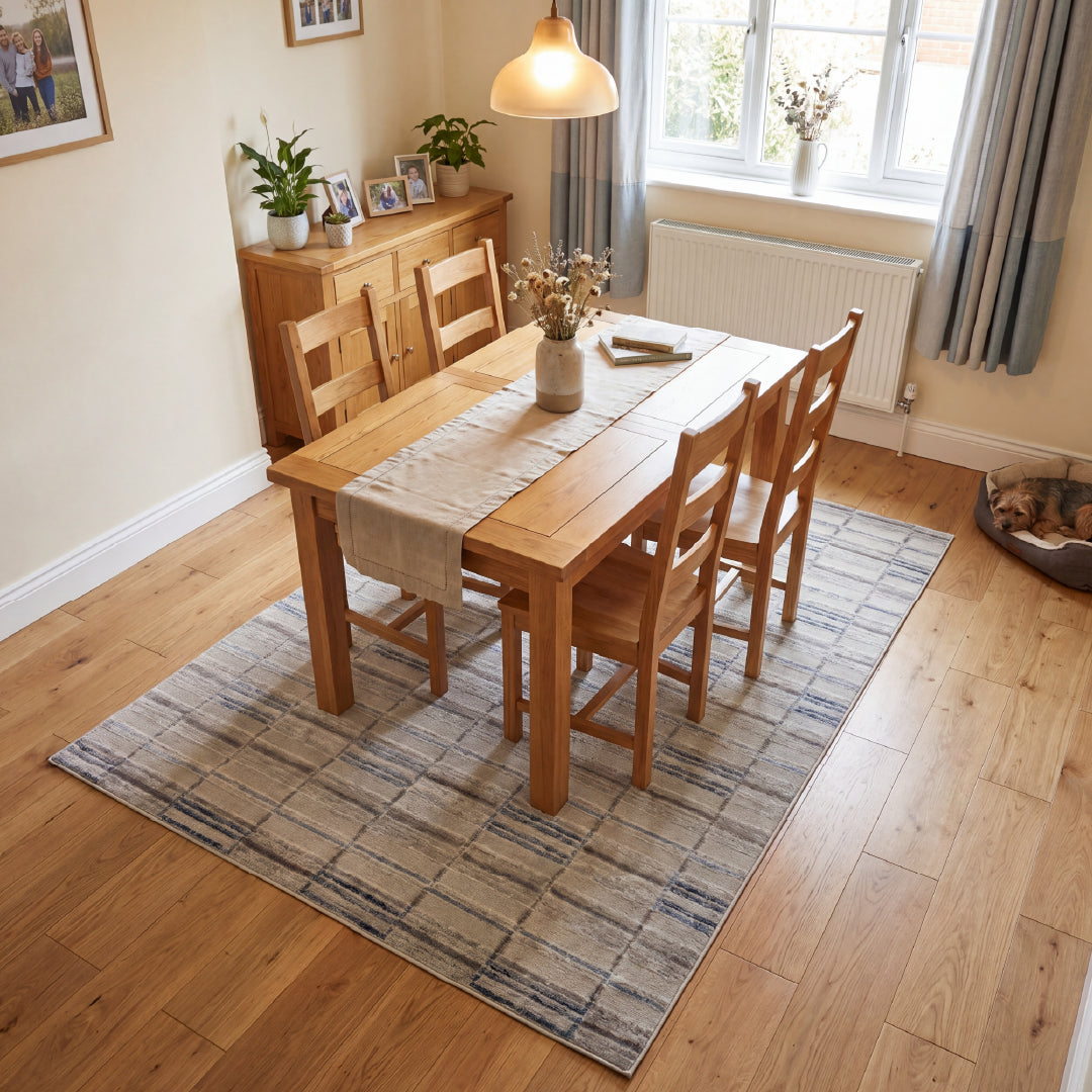 Muse Check Lines Navy Rug