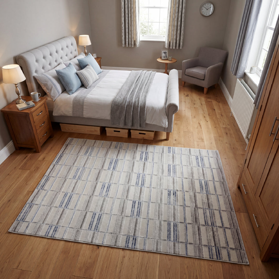 Muse Check Lines Navy Rug