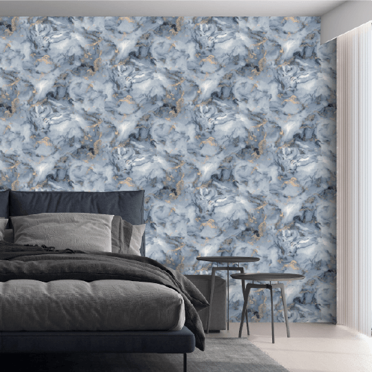 Bahia Marble Navy Wallpaper